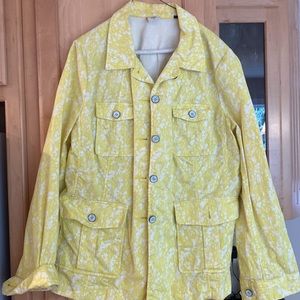 Bright yellow and white print Cabi cotton And light spandex jacket.